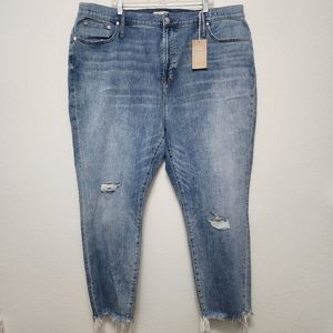 Nwt Madewell the Perfect Vintage Jeans Ripped & Distressed Light Wash Sz 37 / 22